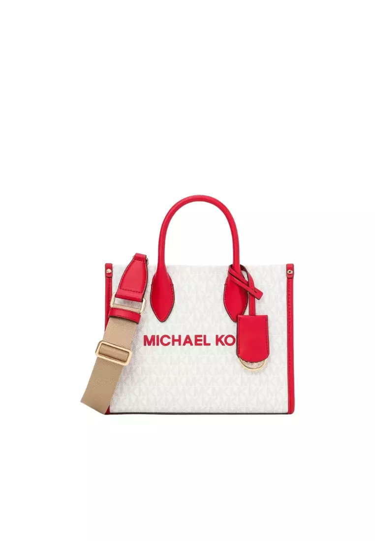 Red and white michael kors purse sale