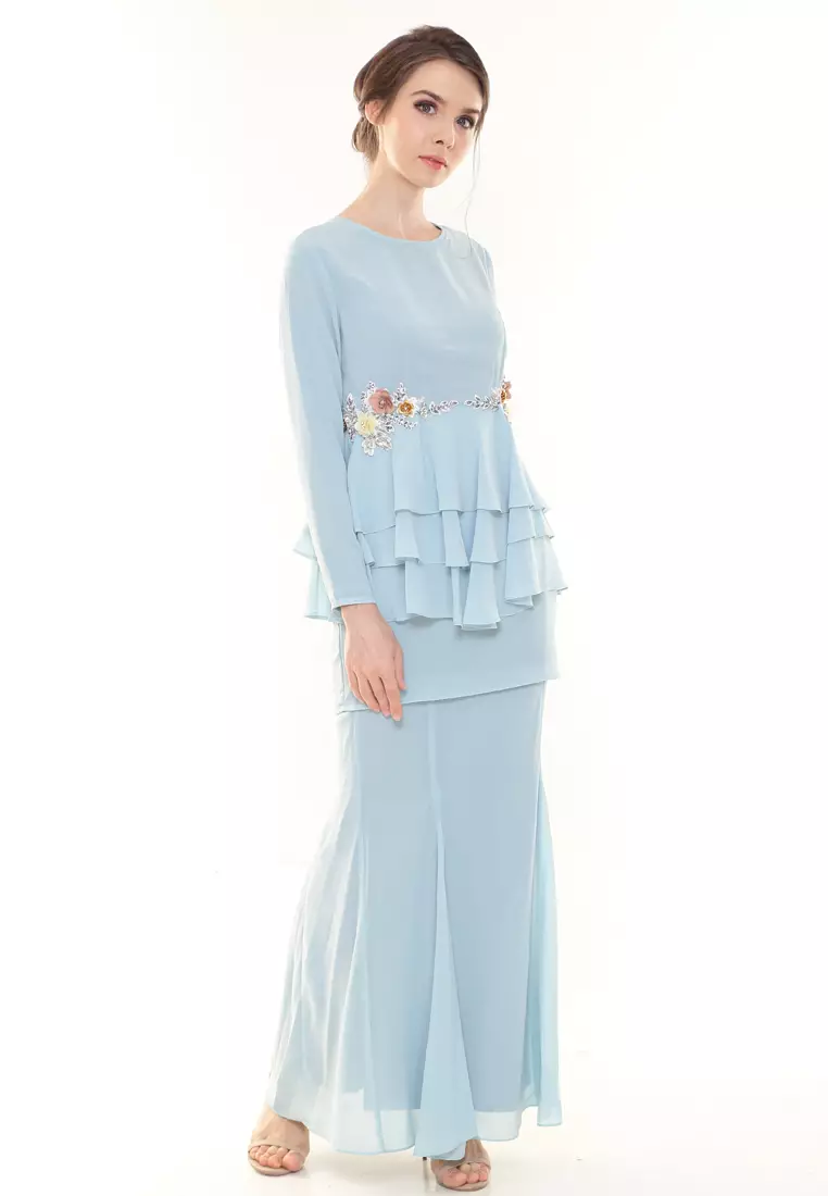 Helenna Peplum Modern in Mint Blue