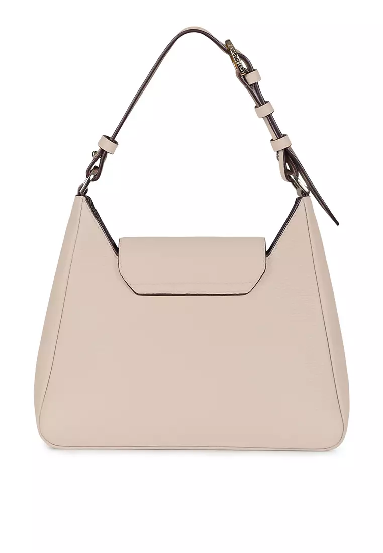 Strathberry Lana Osette Midi Bucket Bag In Mushroom Burgundy (beige)