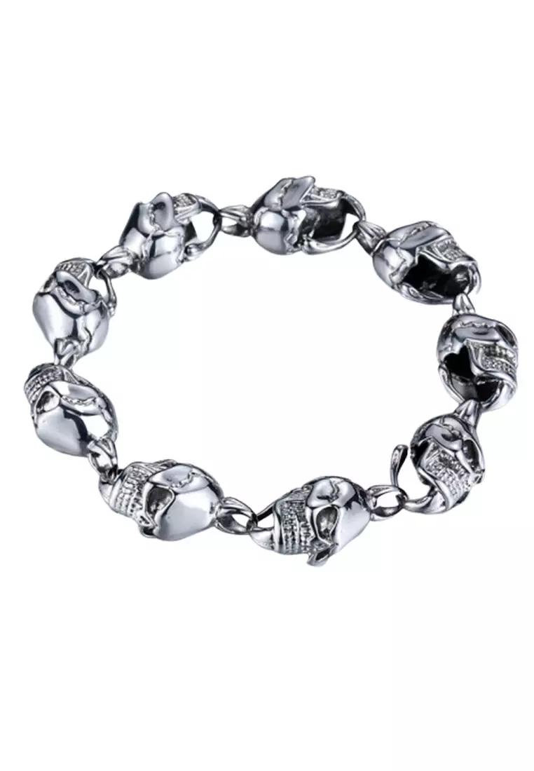 JSC355 20cm 3 D Skull Bracelet