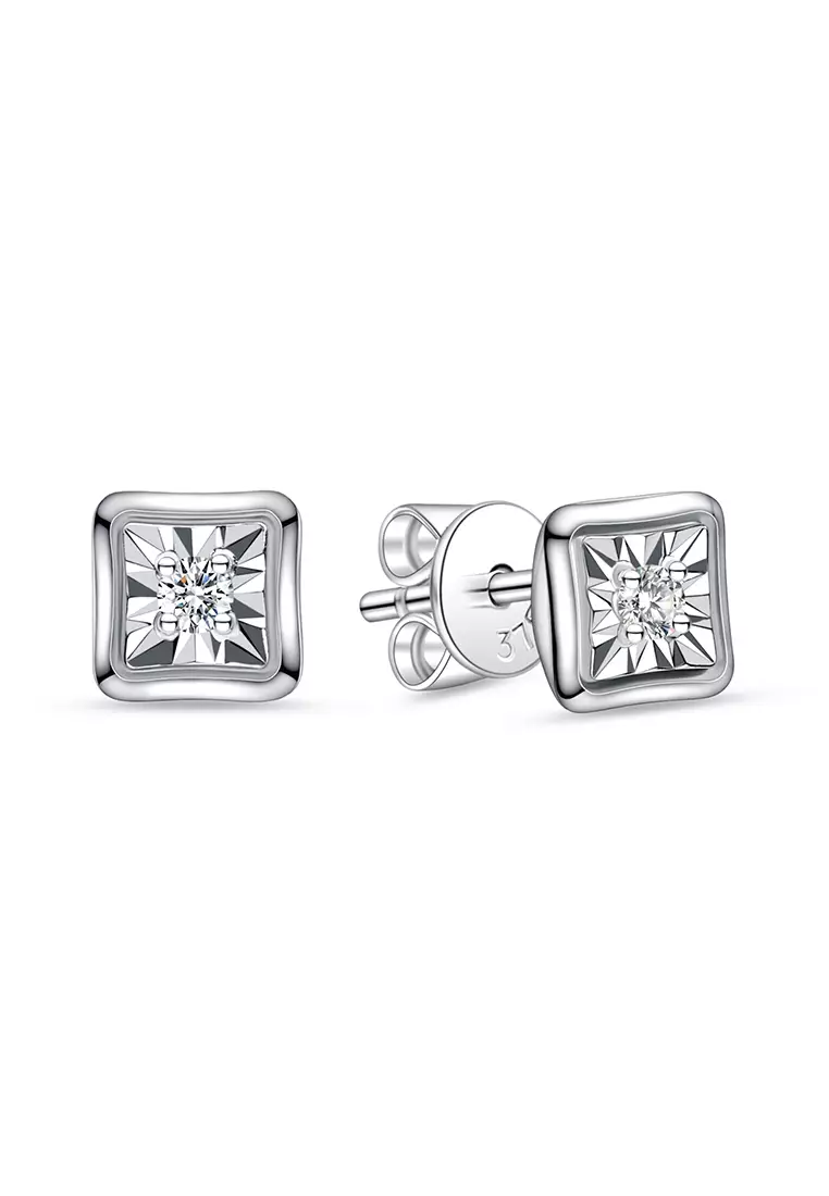 White gold online stud earring set