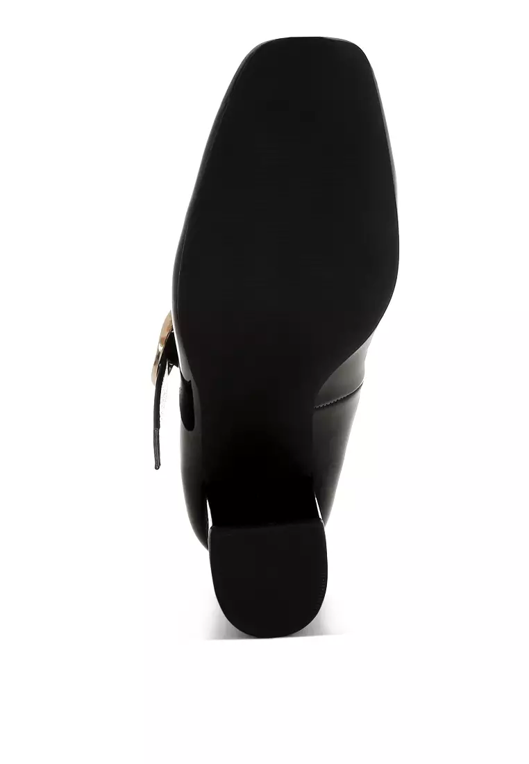 Block Heel Mary Jane Sandals in Black