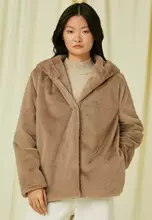 Buy KOTON Hooded Oversized Plush Short Coat 2026 Online | ZALORA