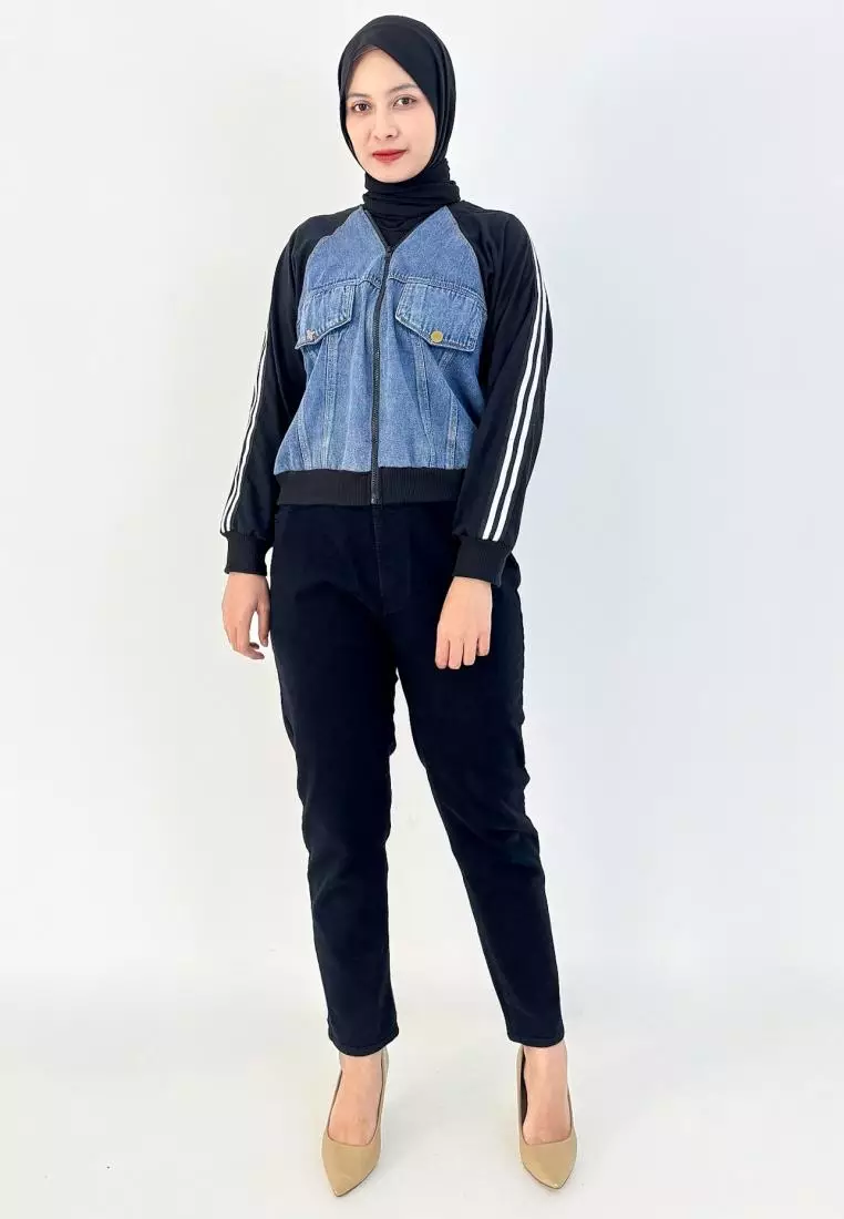 Jacket Lini Sporty - COMB DENIM BABYTERRY - Hitam