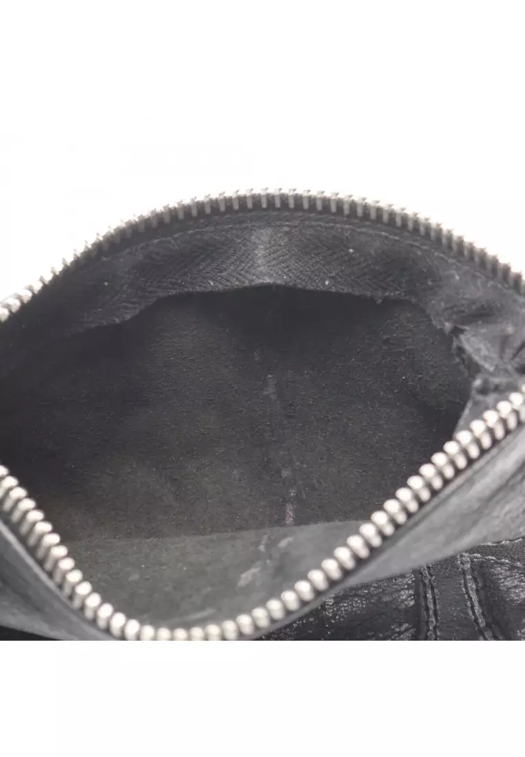 Pre-Loved Chrome Hearts cross patch Zipper change purse coin purse leather black
