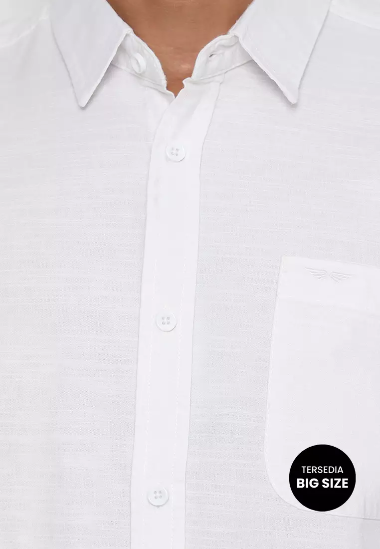 RBJ Kemeja Polos Cotton Putih Regular Fit Pria Big Size