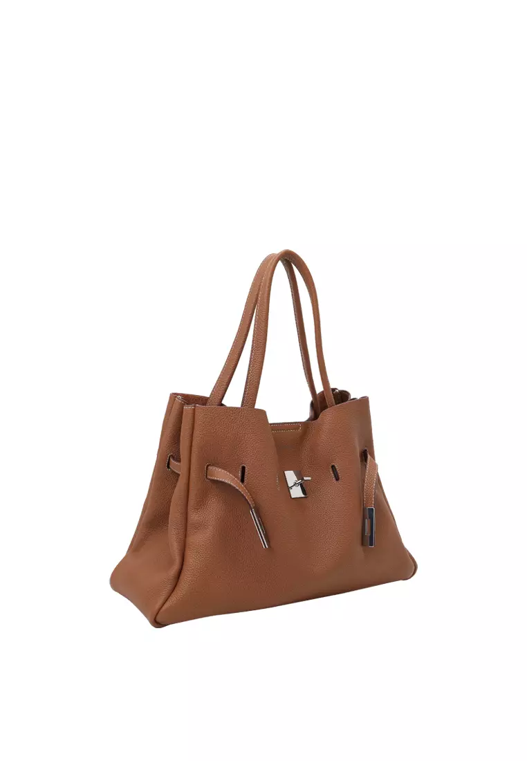 SAOIRSE Soft Structural Belt Tote Bag - Caramel
