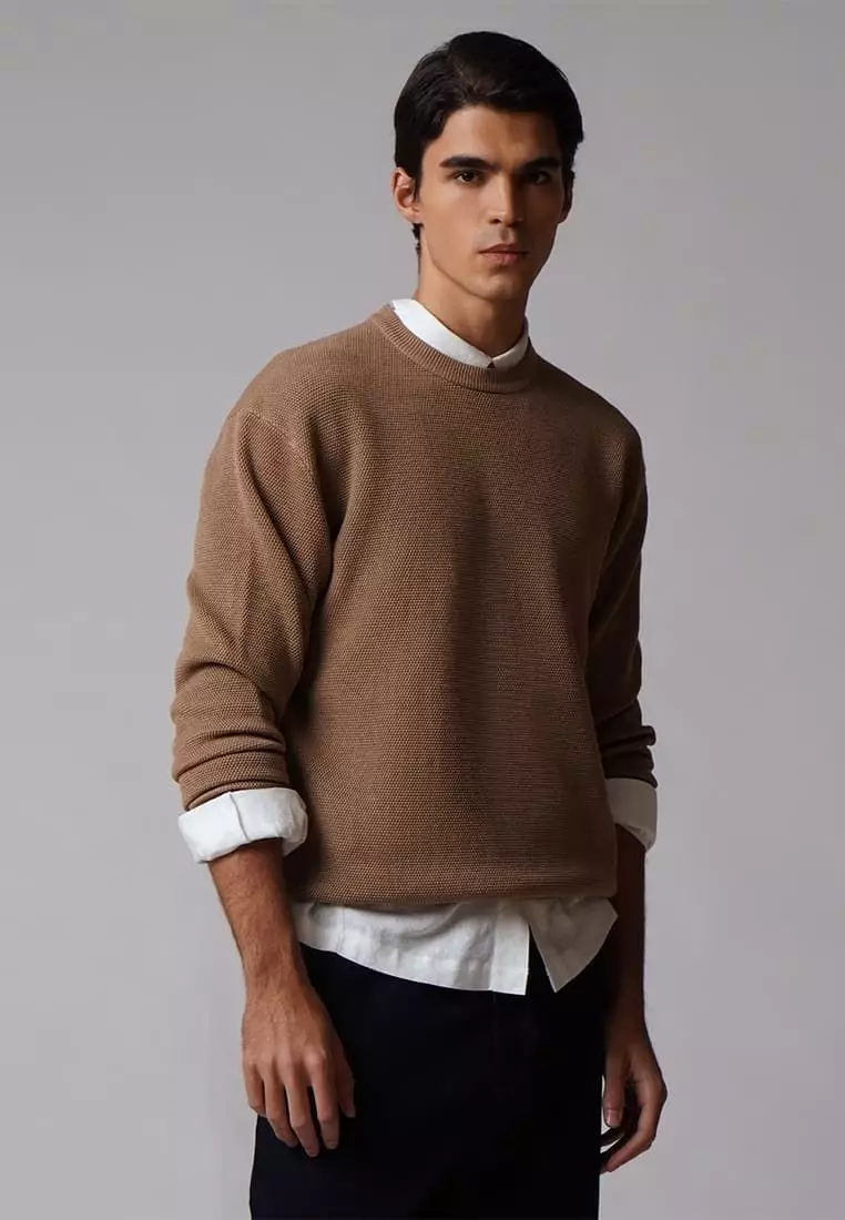 Men's Textured Pullover Sweater