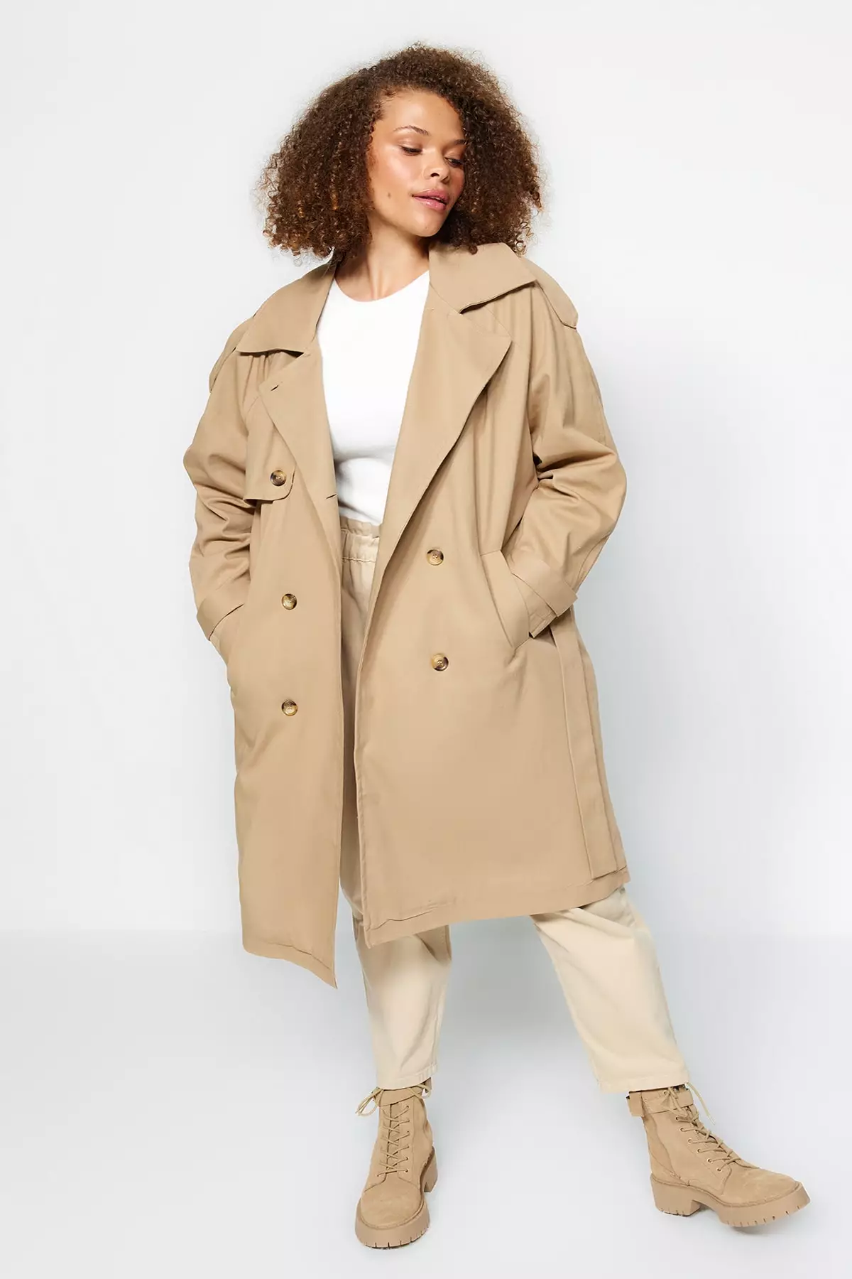 Plus size belted trench coat deals