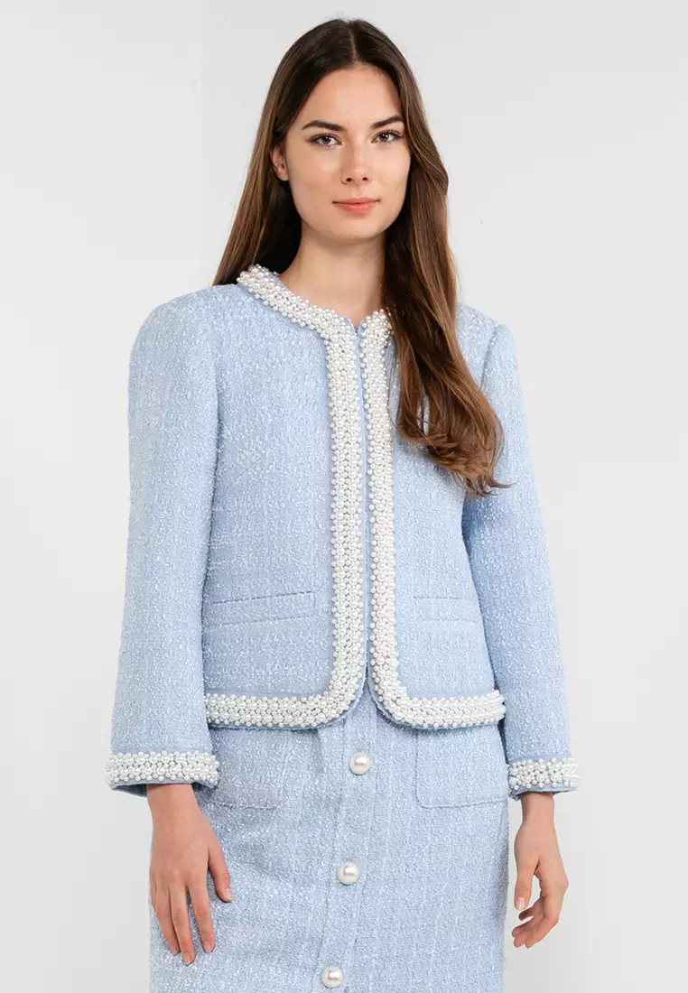 Buy Kate Spade Pearl Embellished Tweed Jacket (hz) 2024 Online 