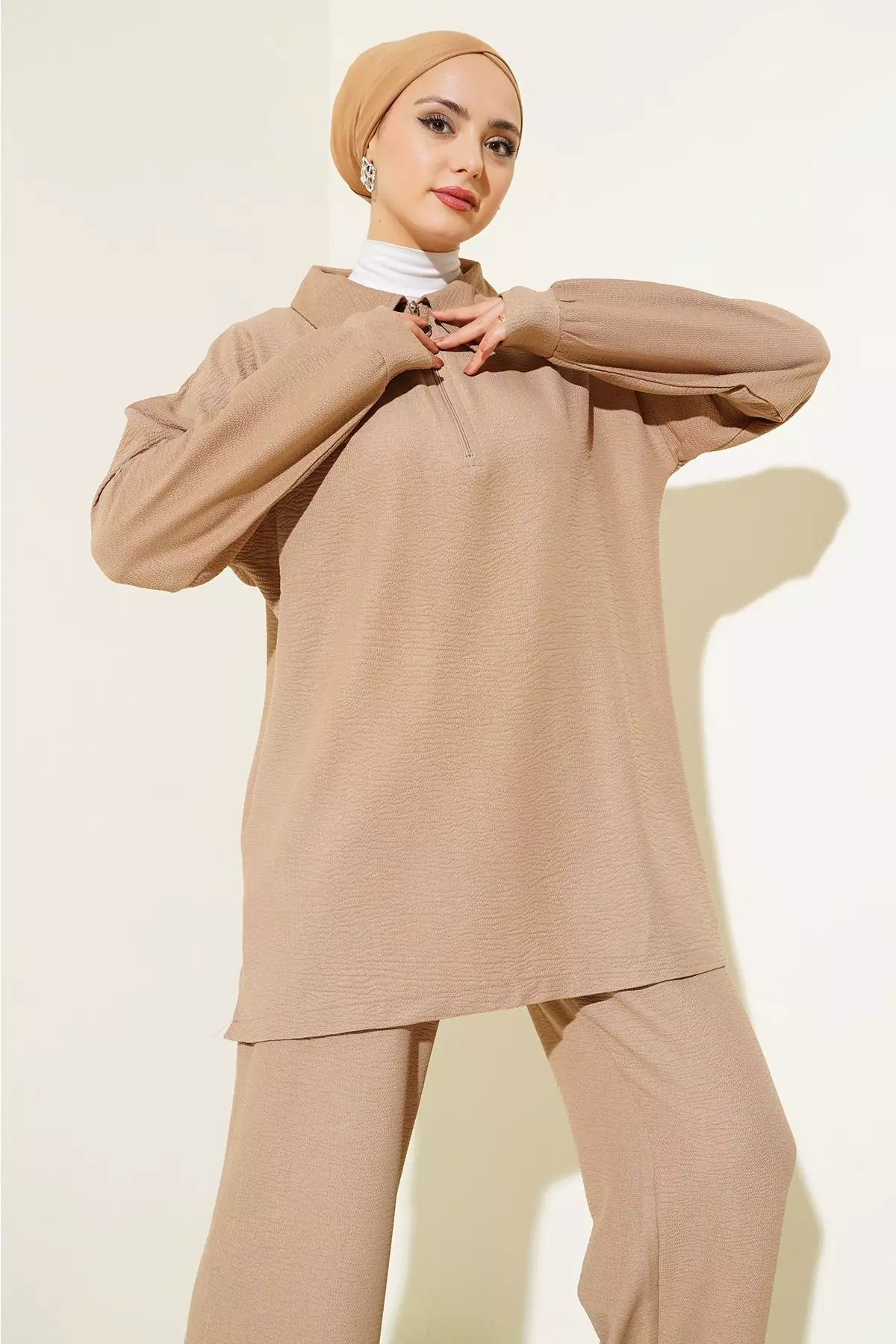 Wide Leg Trousers Tunic Two Piece Set