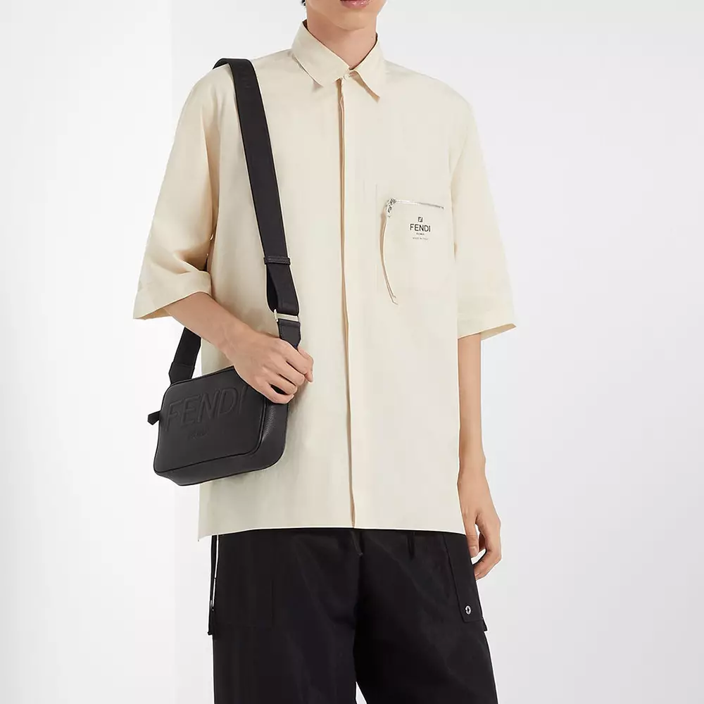 Camera Bag Logo Embossed Black