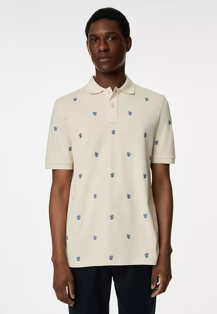 jual-marks-spencer-pure-cotton-embroidered-leaf-polo-shirt-original
