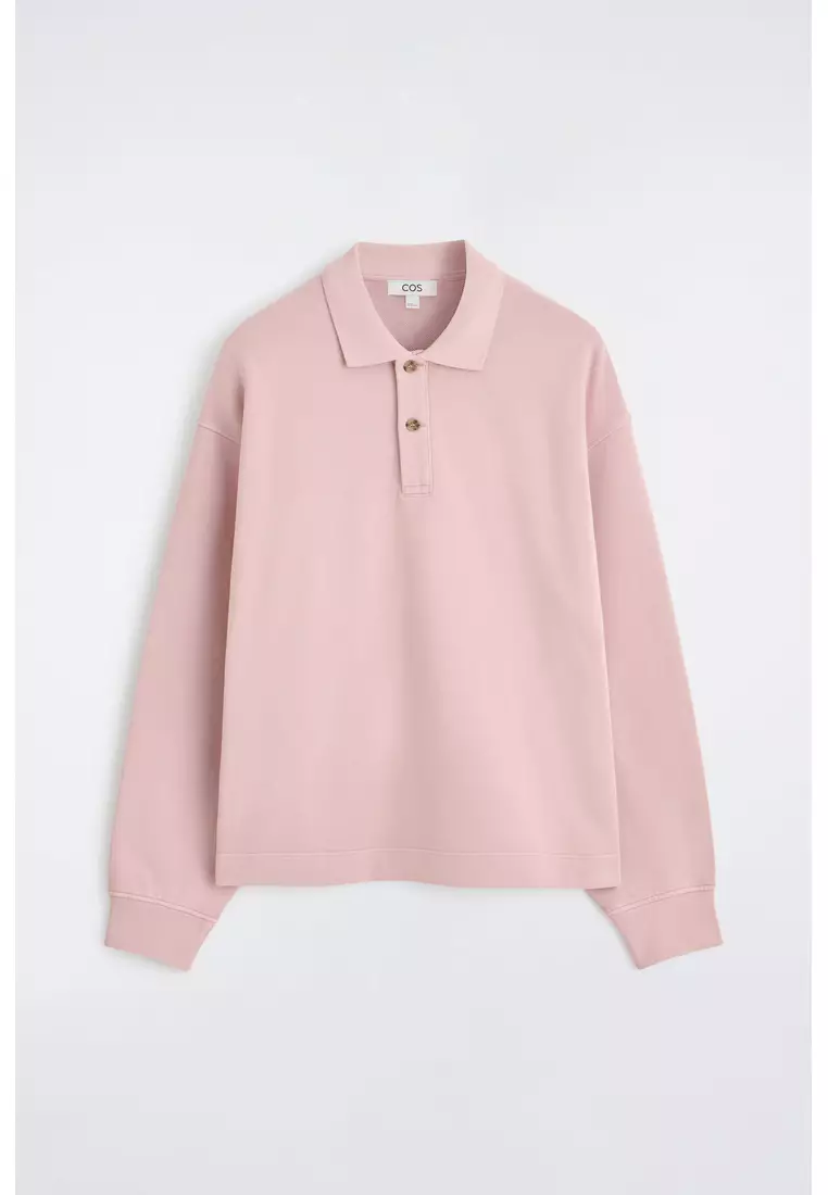 WASHED-COTTON POLO SWEATSHIRT