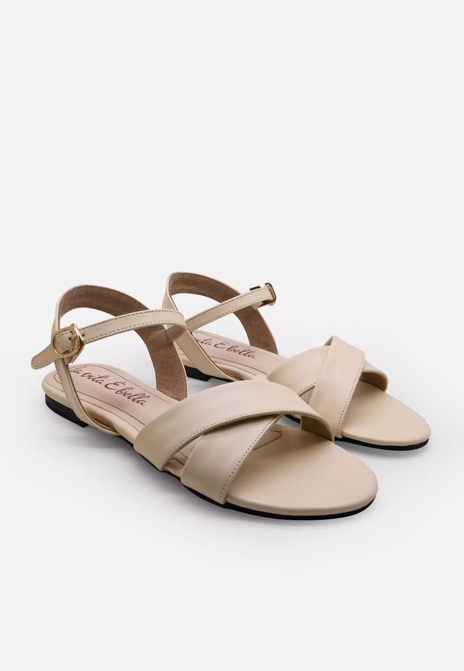 Sunny Ankle Strap Sandal Flat Wanita Vegan Leather