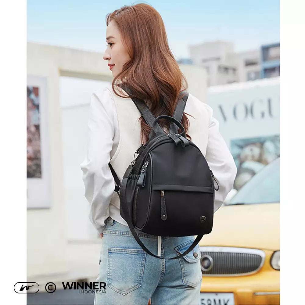Tas Ransel Selempang 2in1 Oxford Anti-Air Backpack Korean Style (T14-017-6531) - Hitam Small