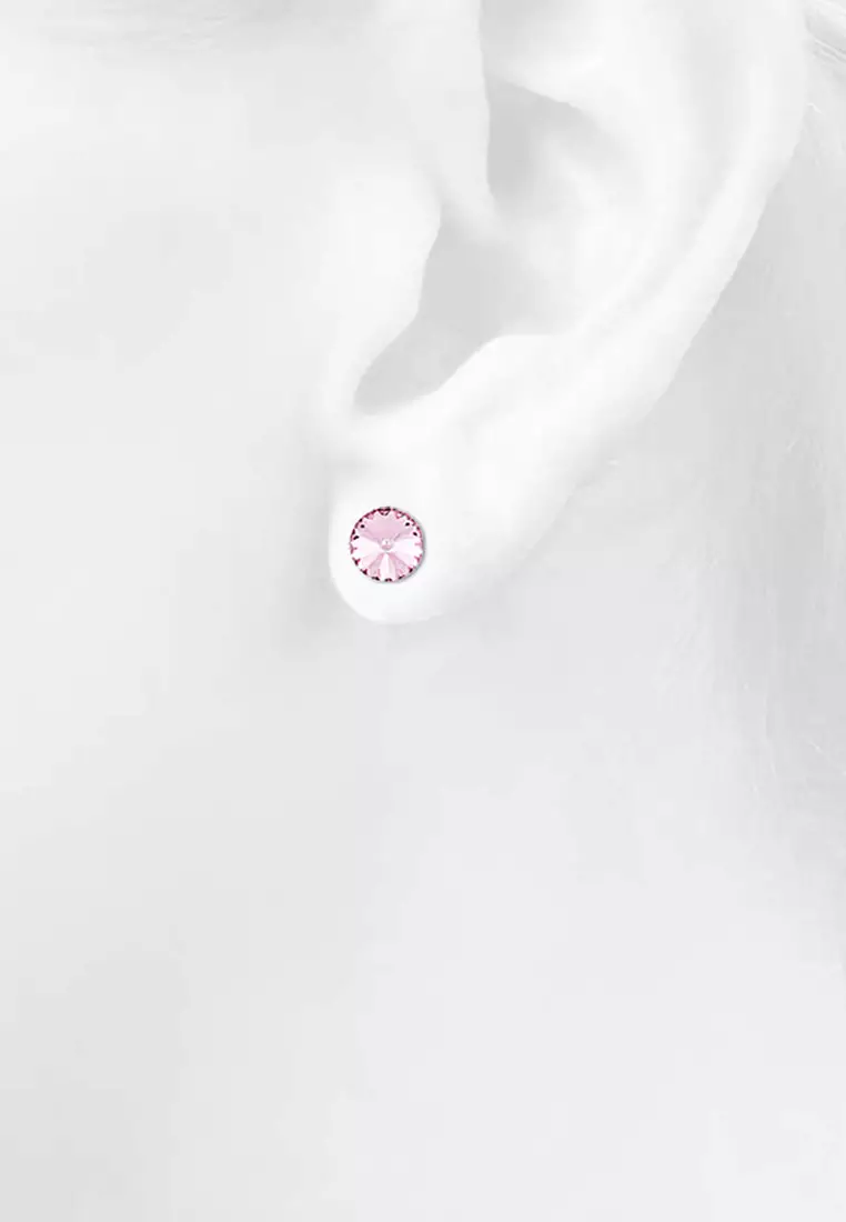 Krystal Dream Earrings Embellished with SWAROVSKI® crystals-White Gold/Rose Pink