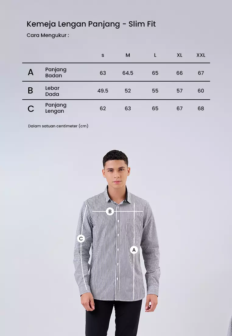 MANZONE - Kemeja Lengan Panjang Pria Pokka Slim Fit - White SIZE S