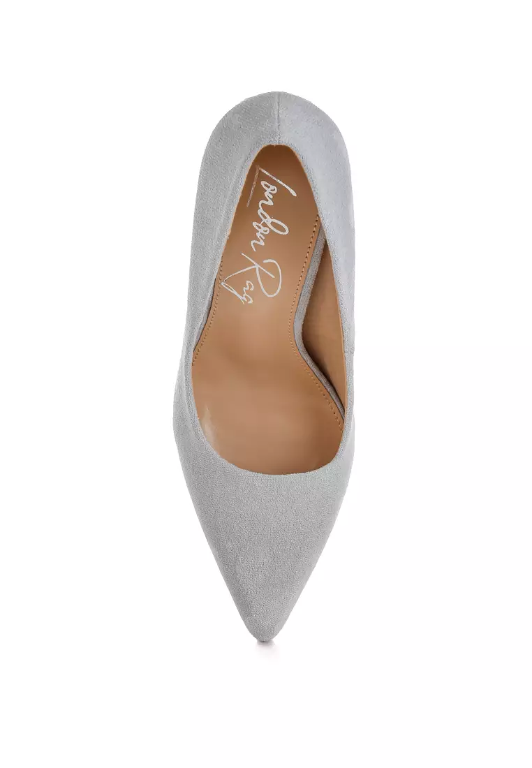 Slim Block Heel Pumps in Light Blue