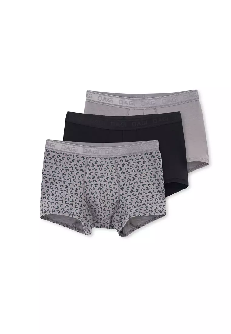 DAGİ 3-Pack Grey-Black Basic Boxer, Leaf Print, Underwear for Men 2025 ...