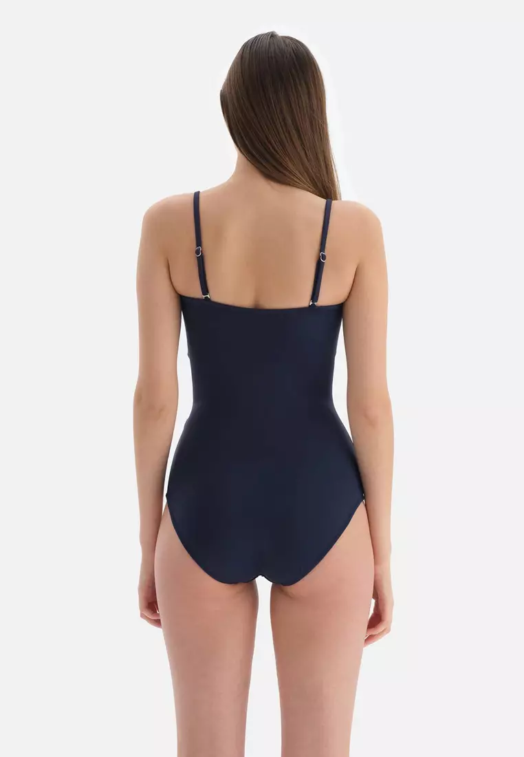 DAGİ Blue Swimsuits, U Neck, Cupless, Underwire, Swimwear for