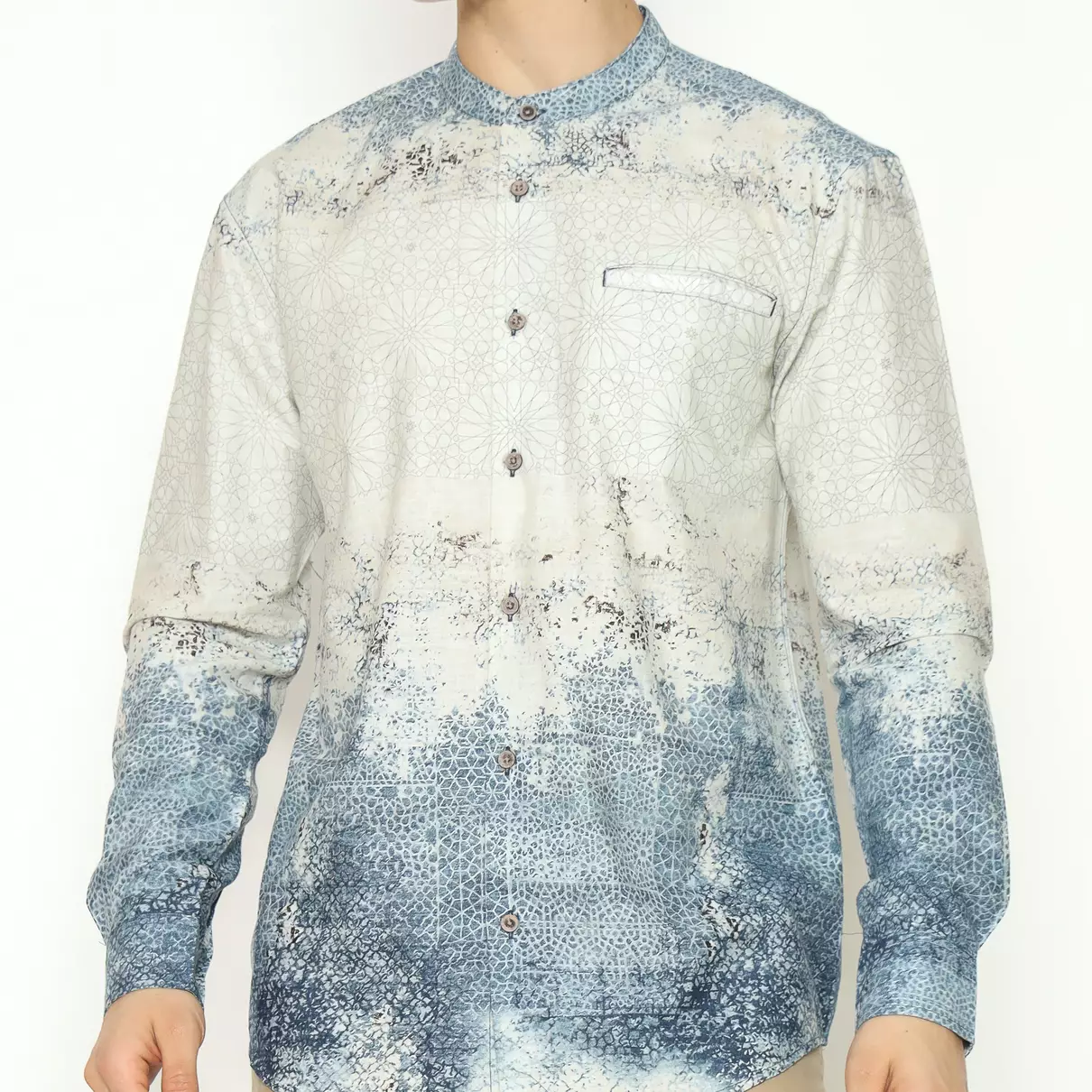 AMK Kemeja Koko Pria Printing  Lengan Panjang KK NIZAM L/S NAVY BLUE