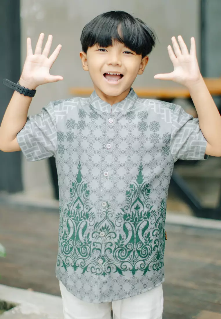My Aksa Batik Anak Kemeja Anak koko Dobby Mavi Manisa Raya Series