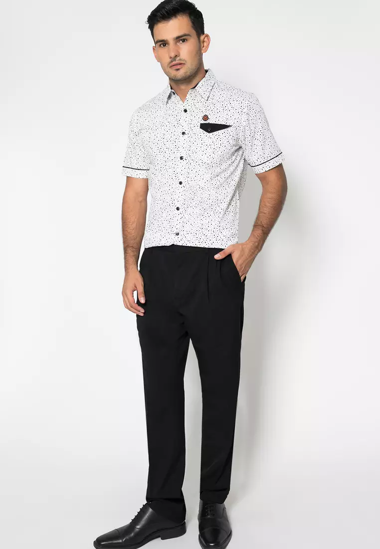 Johnwin - Kemeja Casual - SS - Putih - Polkadot - ASH.670.K880.582.C