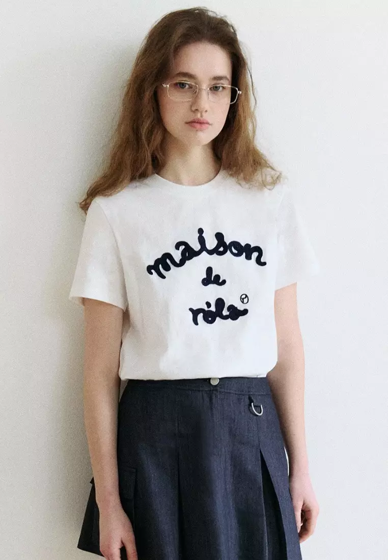 Maison De Rola Embroidery T-Shirt White Navy