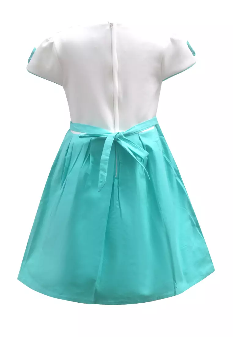 Two Mix Dress Anak Perempuan  - Gaun Anak Bahan Katun usia 1-12 tahun 4212 Tosca