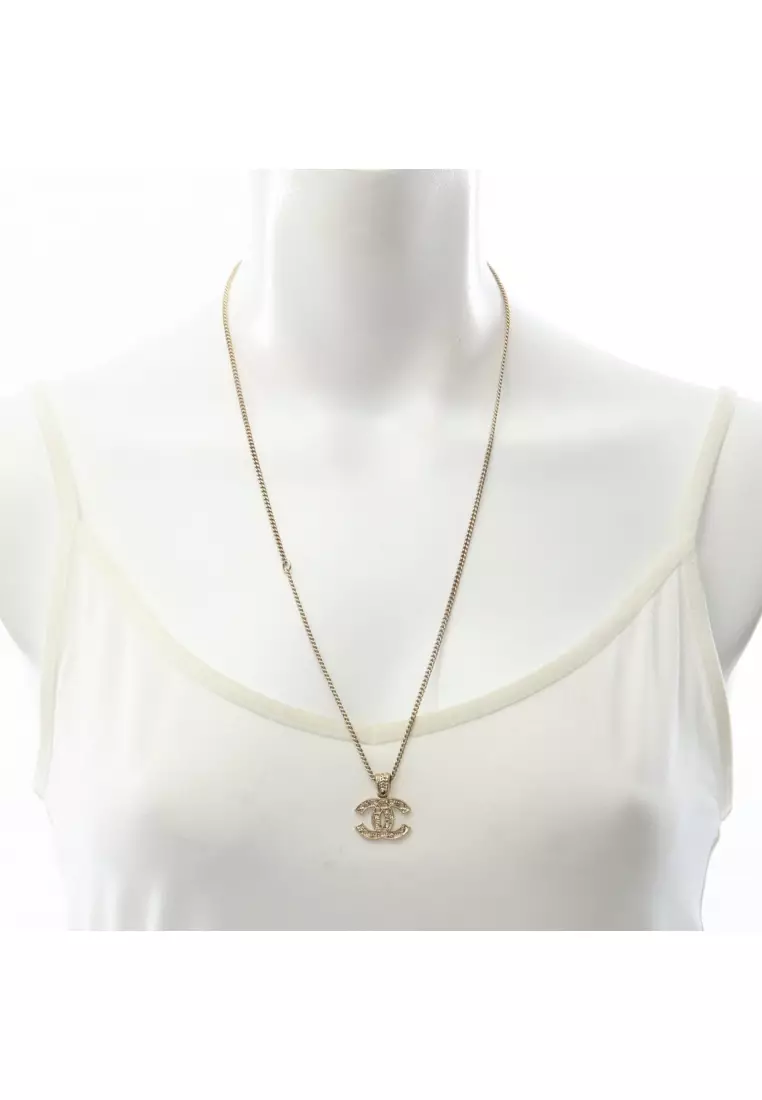 Pre-Loved Chanel coco mark necklace GP gold A13B