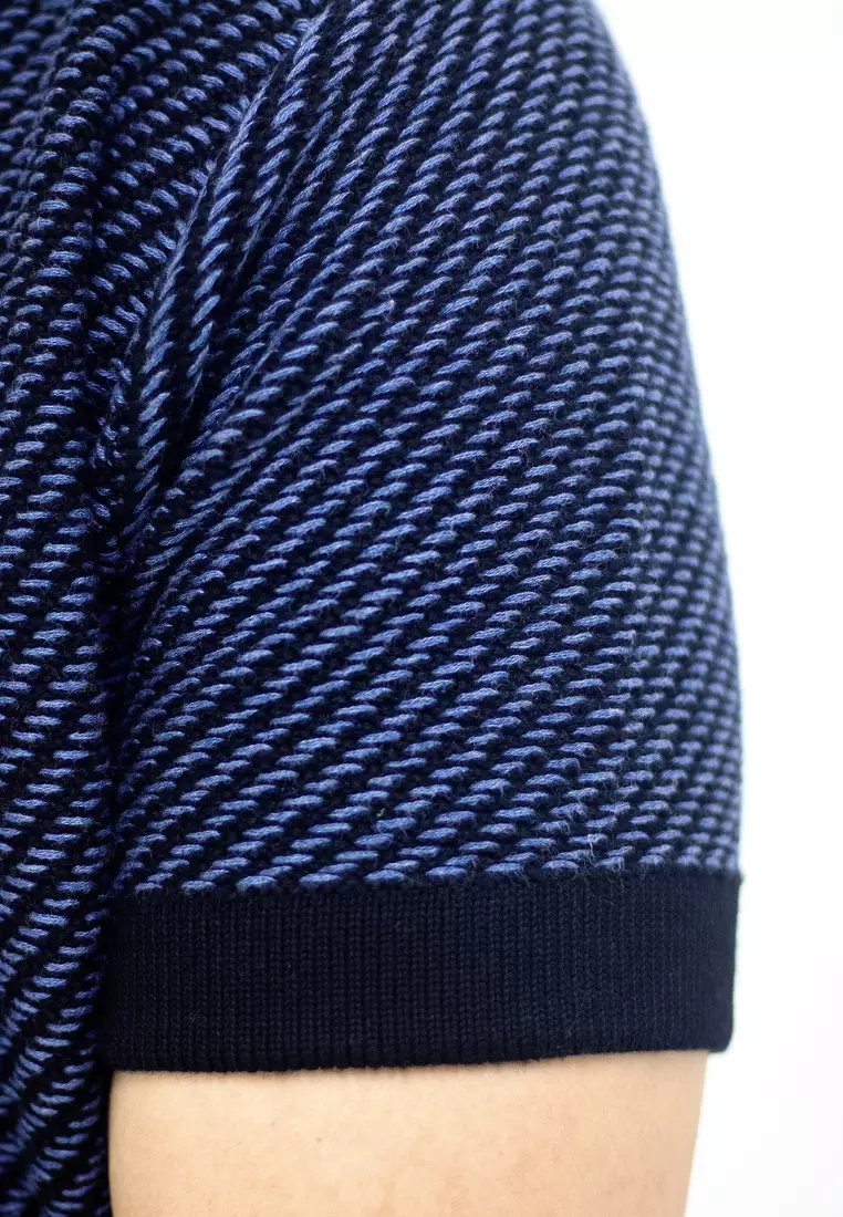 Kale Karl Denim / Kaos rajut lengan pendek premium