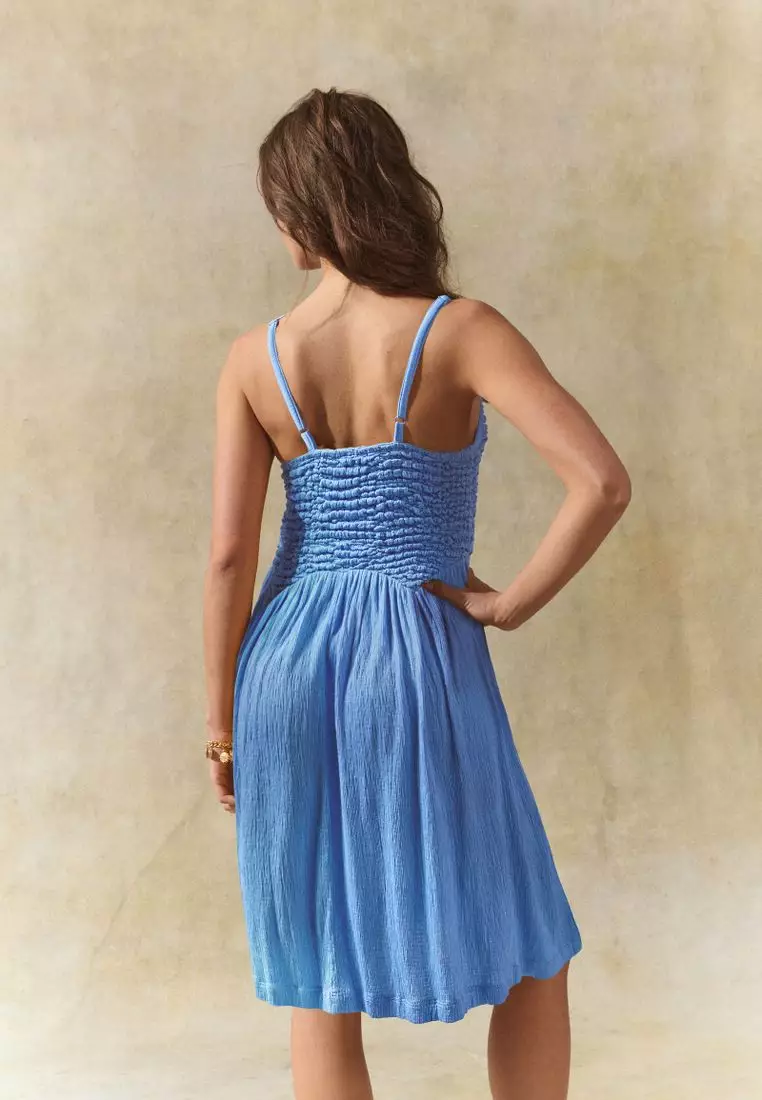 Strappy Textured Jersey Mini Dress