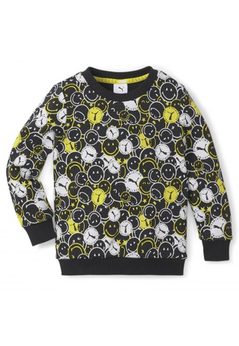 puma black x SMILEYWORLD Unisex Printed Crew Neck Kids' Sweatshirt 90403KA1E3F163GS_1
