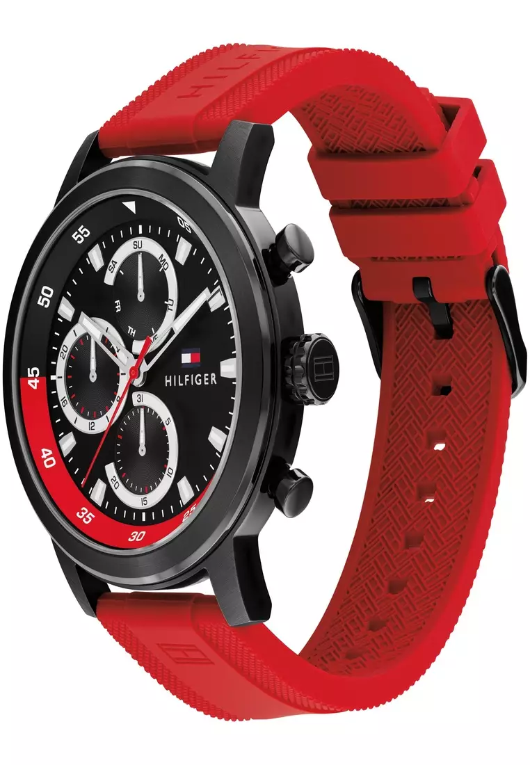Men's Red Silicone Strap Chronograph Watch - TH1792178