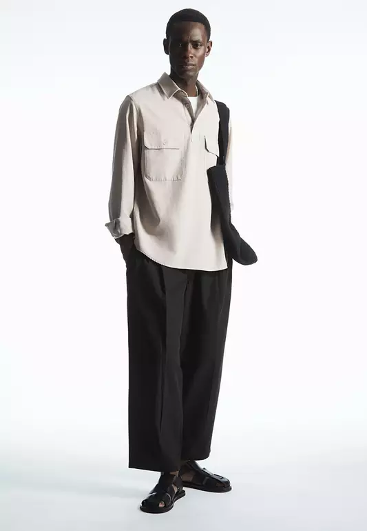 Wide-Leg Elasticated Trousers