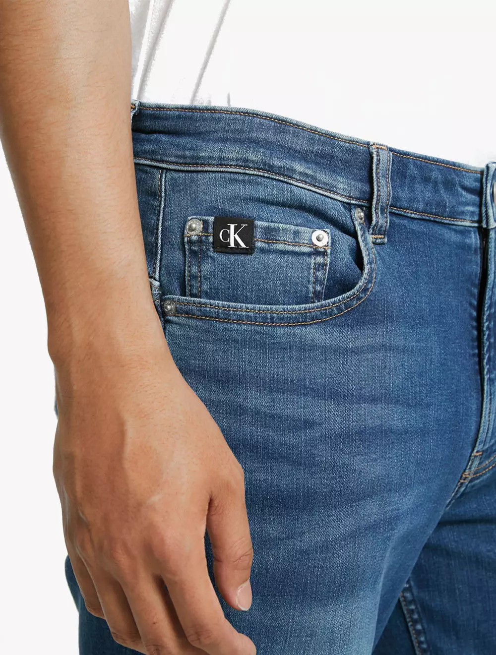 CALVIN KLEIN JEANS - MID BLUE STRETCH BODY JEANS - blue