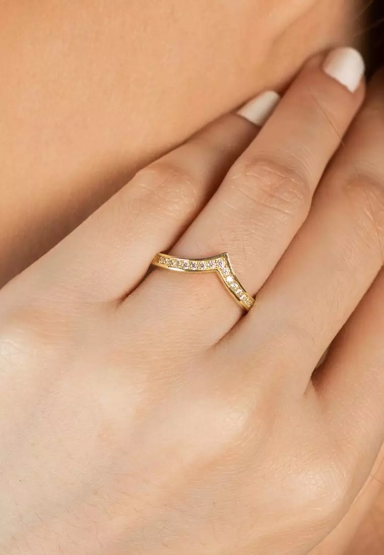 Pavé Wishbone Ring 14k Gold