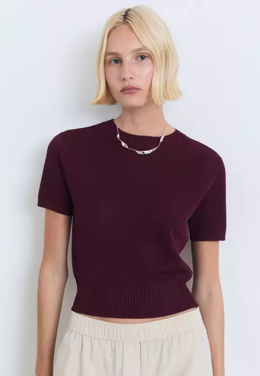 Short-Sleeved Crop Sweater