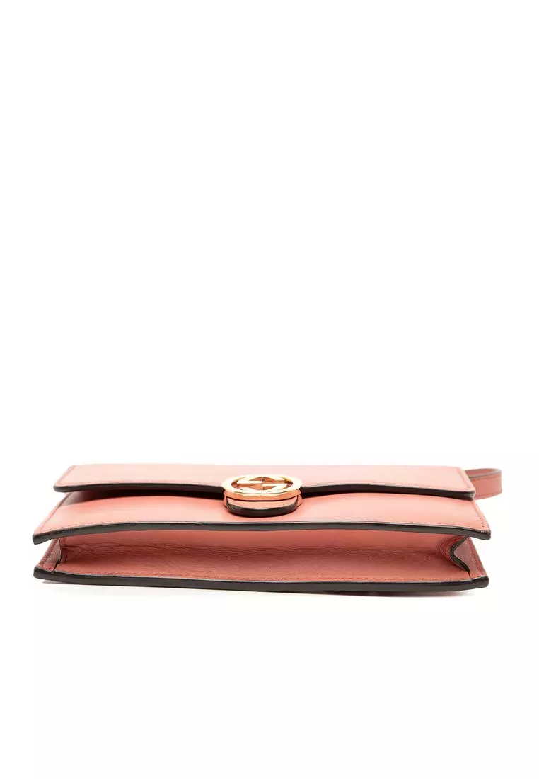 Pre-Loved Gucci Leather Interlocking G Dollar Wallet On Strap