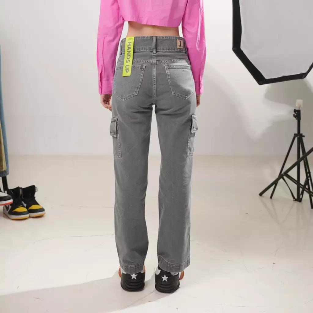 Highwaist Cargo Loose Jeans 408 HANDS UP