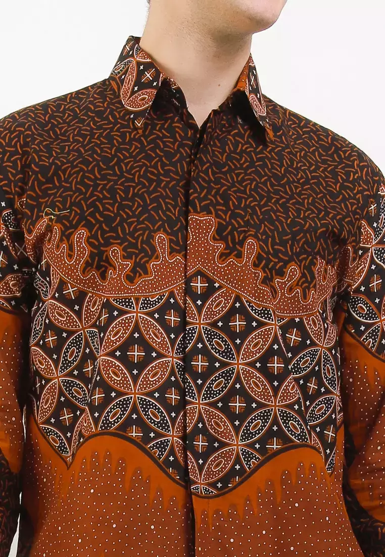 Kawung Kemeja Batik Exclusive Premium Pria Casual Modern Lengan Panjang