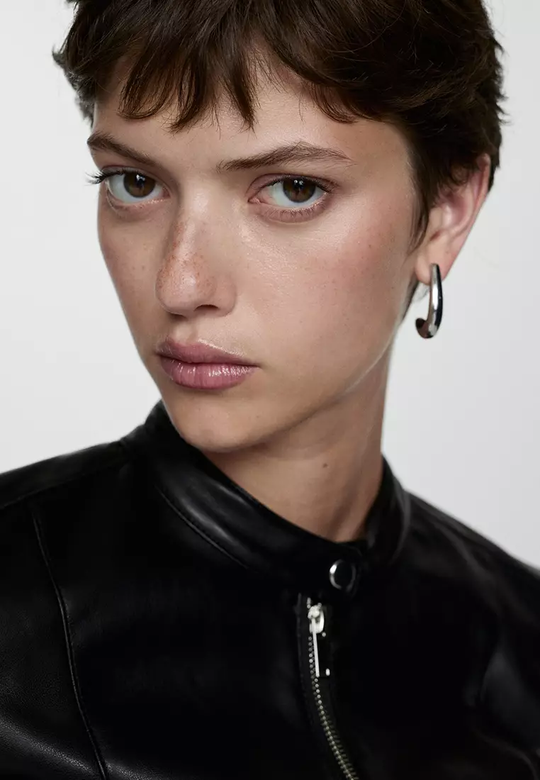Mango zipped biker jacket top