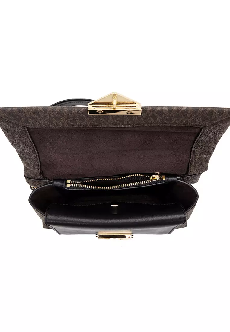 Cece Medium Logo Shoulder Bag - Dark Brown/Black