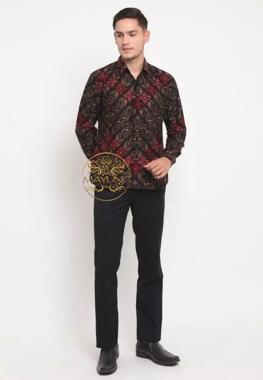 Songket Abang Kemeja Batik Pria Premium Slimfit Modern Lengan Panjang