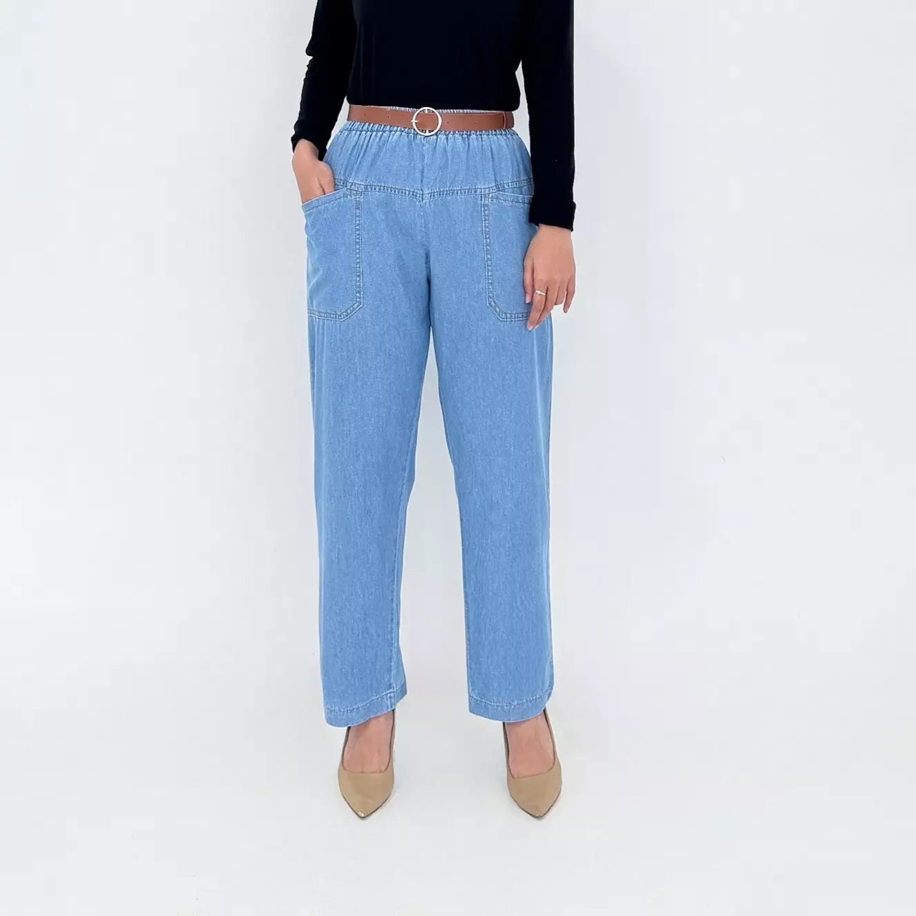 IZZA BAGGY DENIM PANTS Celana Panjang Soft Jeans Wanita