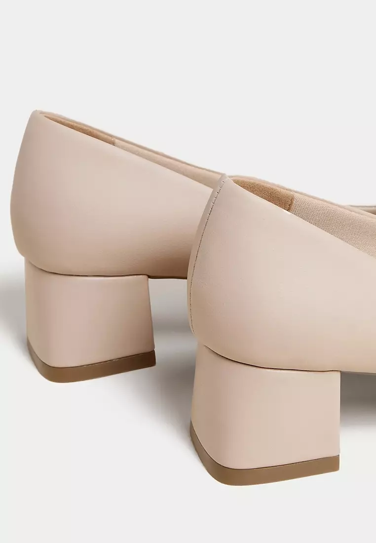 Wide Fit Block Heel Square Toe Shoes