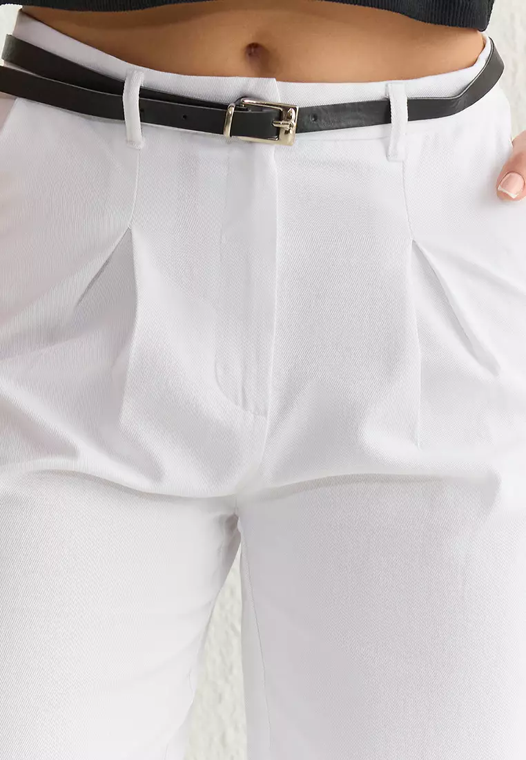 Belted Cotton Trousers