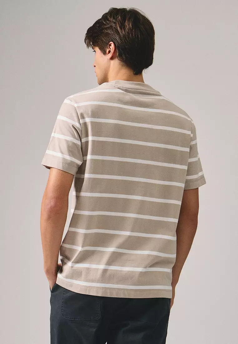 Regular Fit Basic Stripe T-Shirt In Heavy Jersey