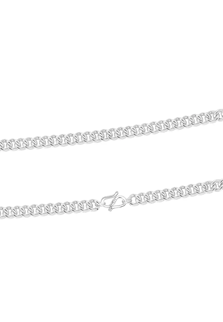 925 Sterling Silver Solid Curb Chain Necklace SR006 (1.65MM, 52CM)